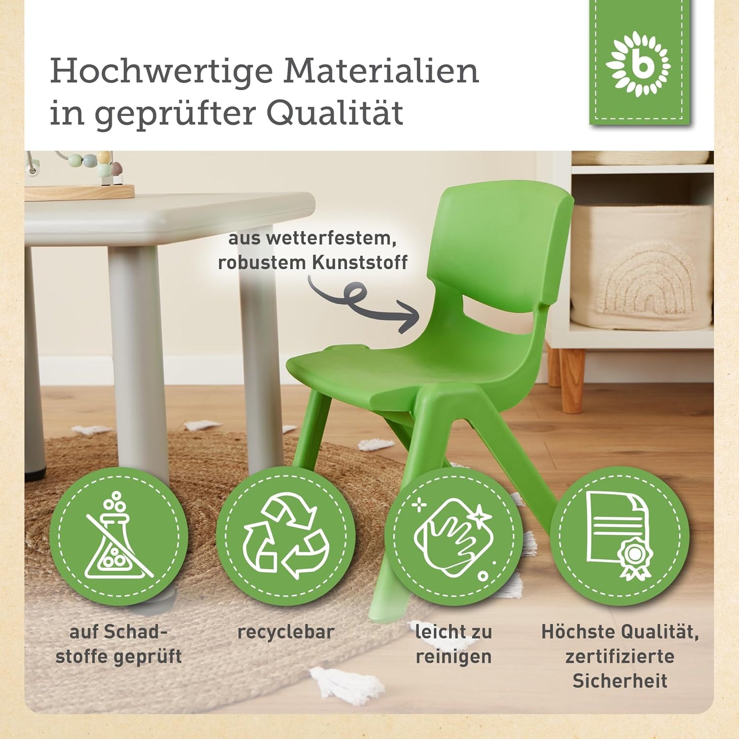 Stapelbarer Kinderstuhl, Grün
