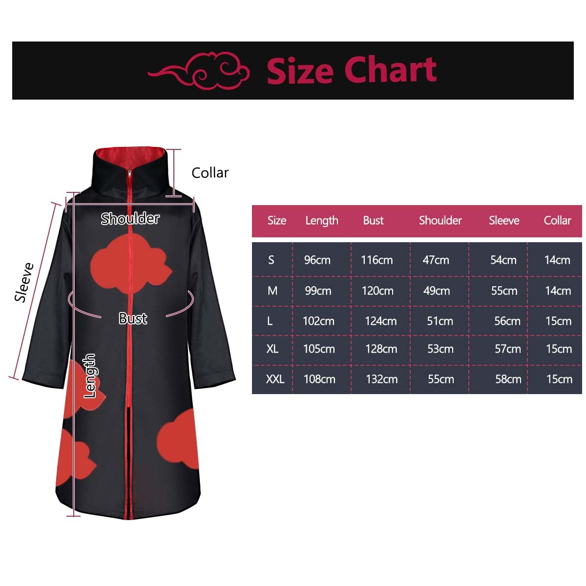Akatsuki Cosplay Mantel, M