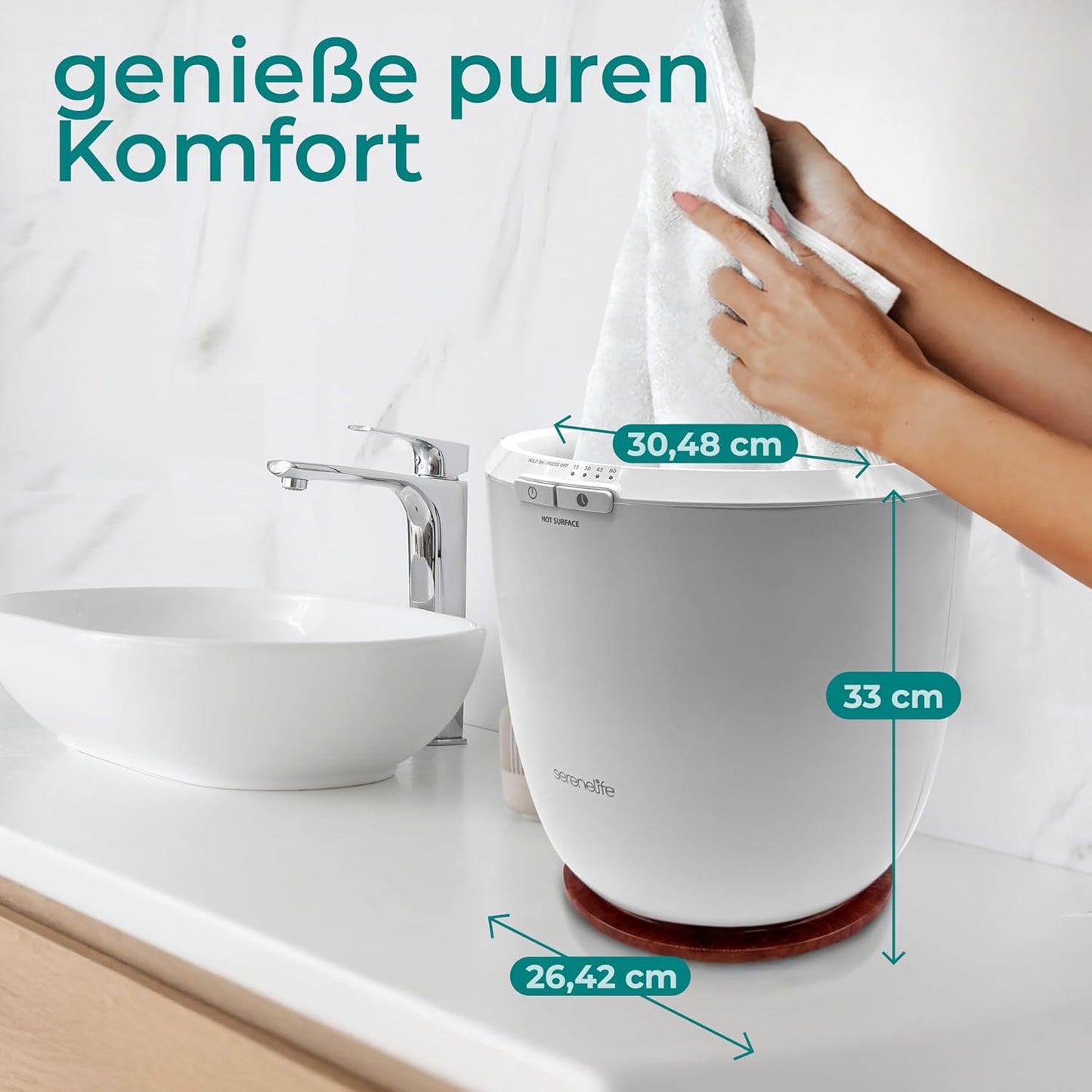 Elektrischer Handtuchwärmer, Braun Holzoptik
