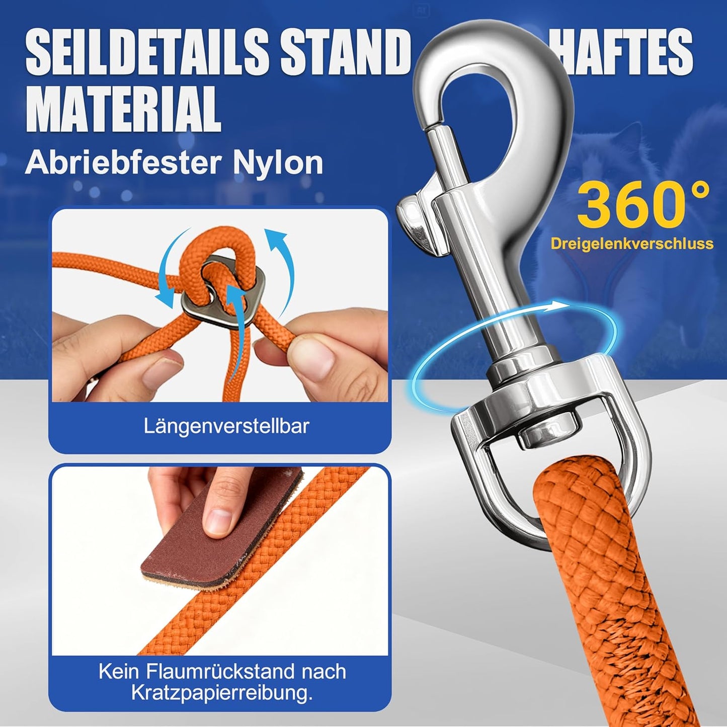 Reflektierendes Hunde- und Katzengeschirr-Set, Orange M(Halsu: 30-39cm, Brustu: 42-51cm)