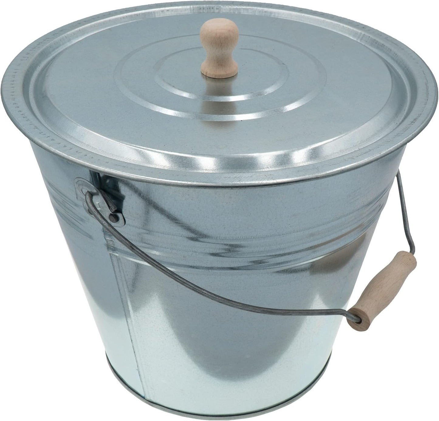 Ascheeimer mit Deckel, 15 Liter Silber