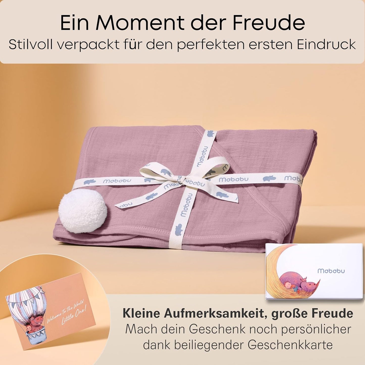 Baby Kapuzenhandtuch mit Anti-Rutsch-Knöpfen, 75x75 cm, Dusty Rose