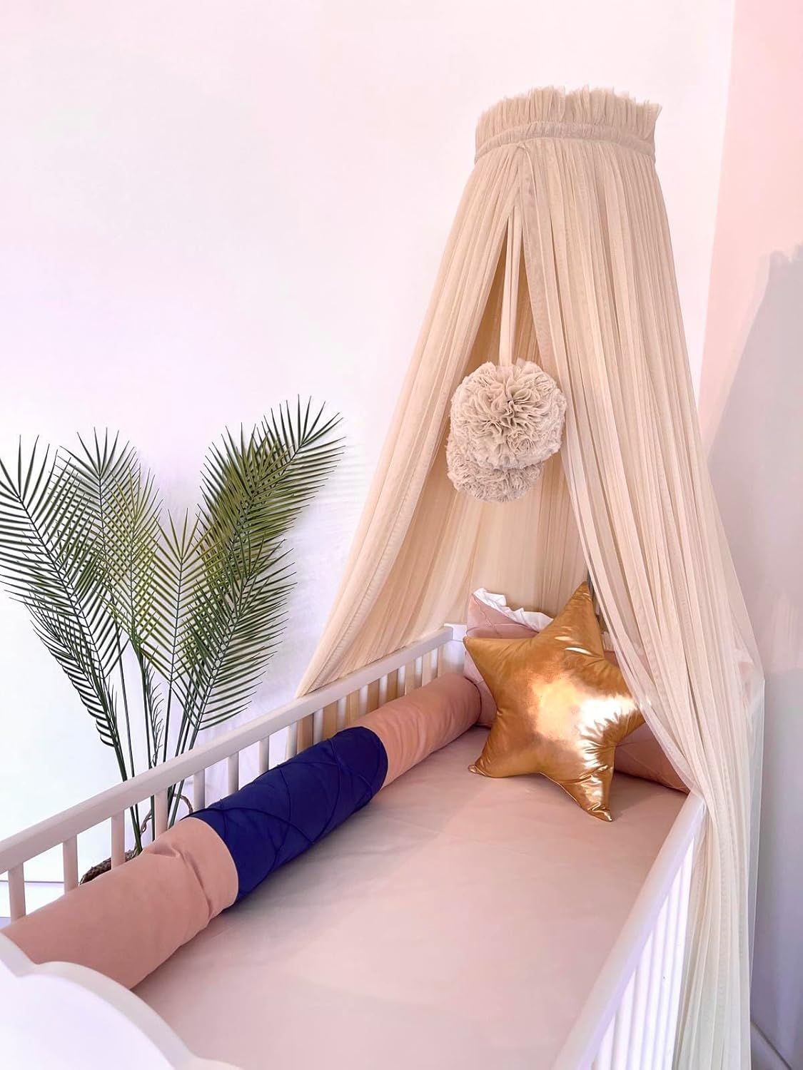 Betthimmel für Babybetten, Nude (Beige mit Einem Leichten Rosastich
