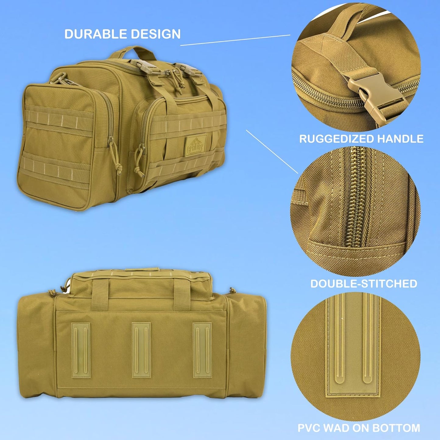 Sporttasche für Fitness und Reisen, 43L Khaki