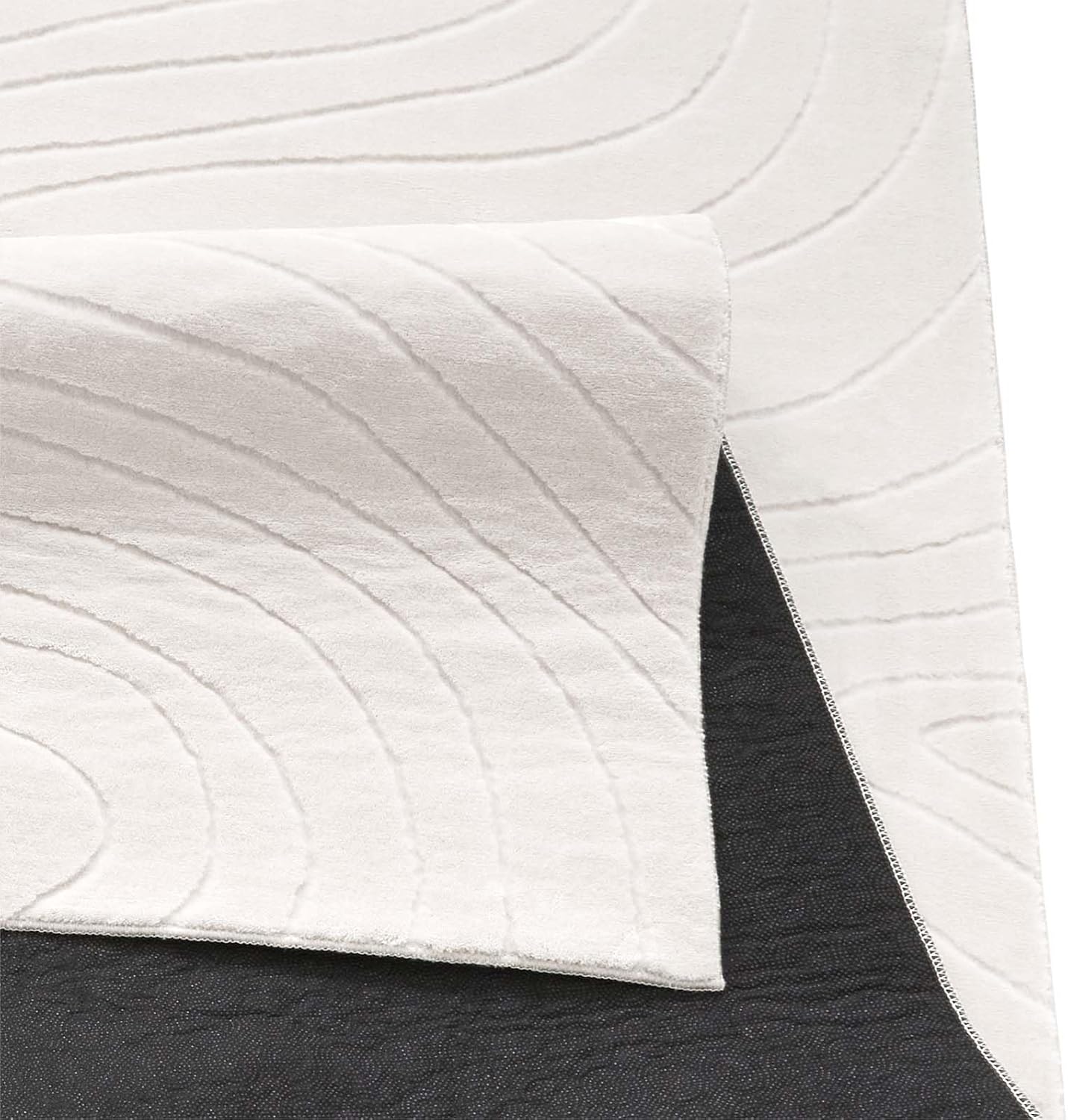 Rutschfeste Badematte, waschbar, Creme Abstrakte Wellen 120 x 170 cm (Rechteckig)