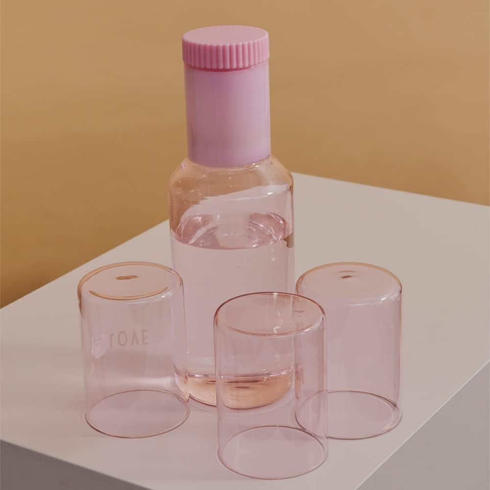 Glaskaraffe mit Deckel, spülmaschinenfest, Rosa