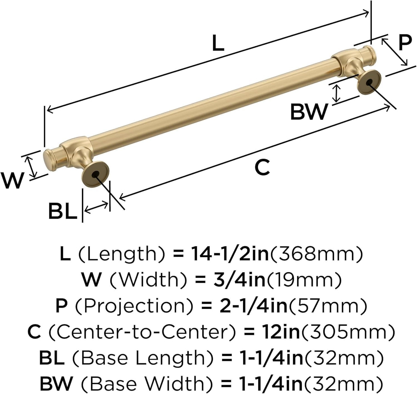 Schrankgriff, 305 mm, Champagner Bronze 12in (305mm) Center-to-Center Gerät ziehen