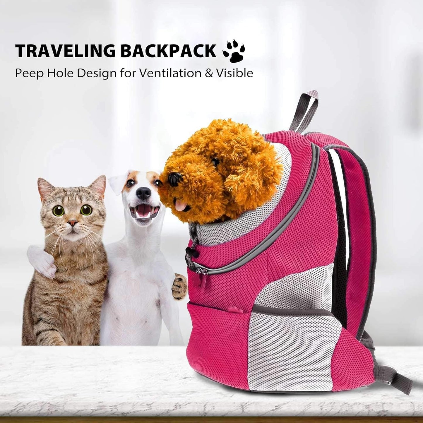 Rucksack für Haustier, L 31 x B 17 x H 36 cm Rosa