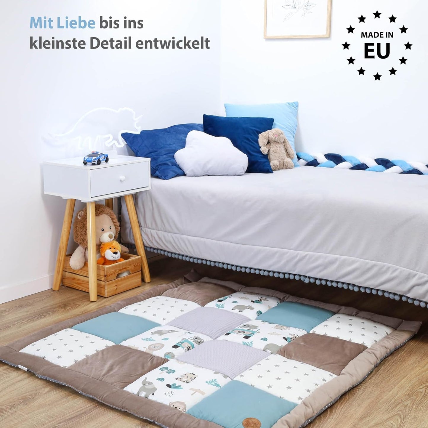Krabbeldecke Spielmatte für Babys (100 x 100 cm), Afrika Patchwork 100x100 cm