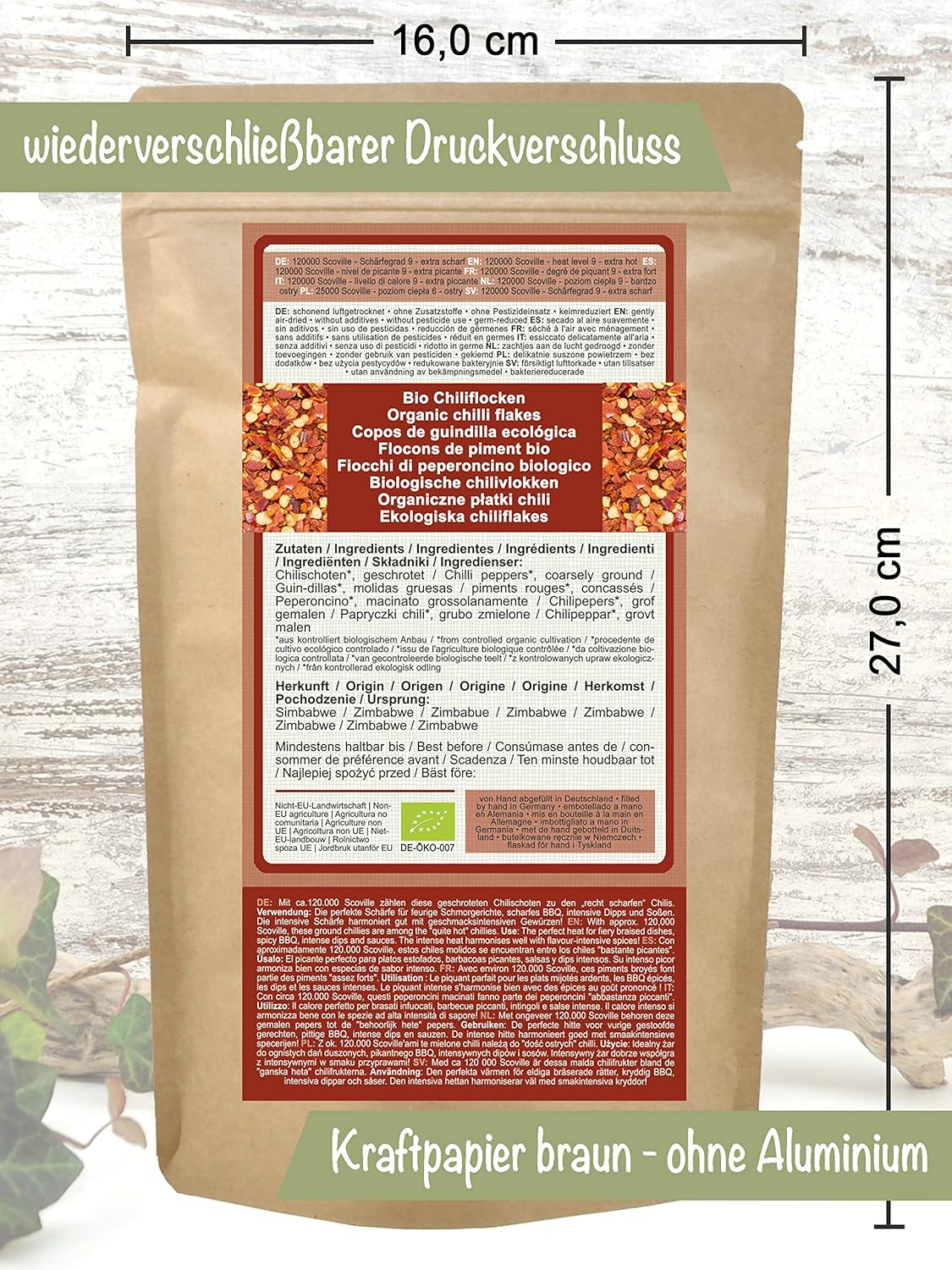 Bio Chiliflocken extra scharf (120.000 Scoville), 250 g (1er Pack)