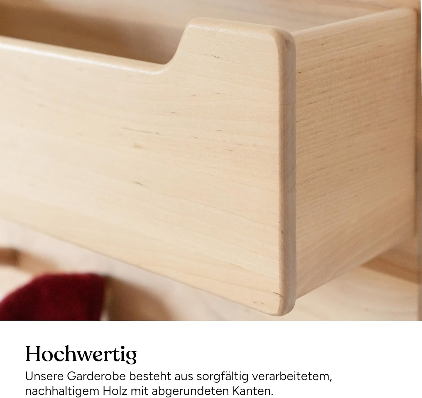Kindergarderobe mit 7 Haken, Groß (ohne Sichtfenster) Natur Lackiert