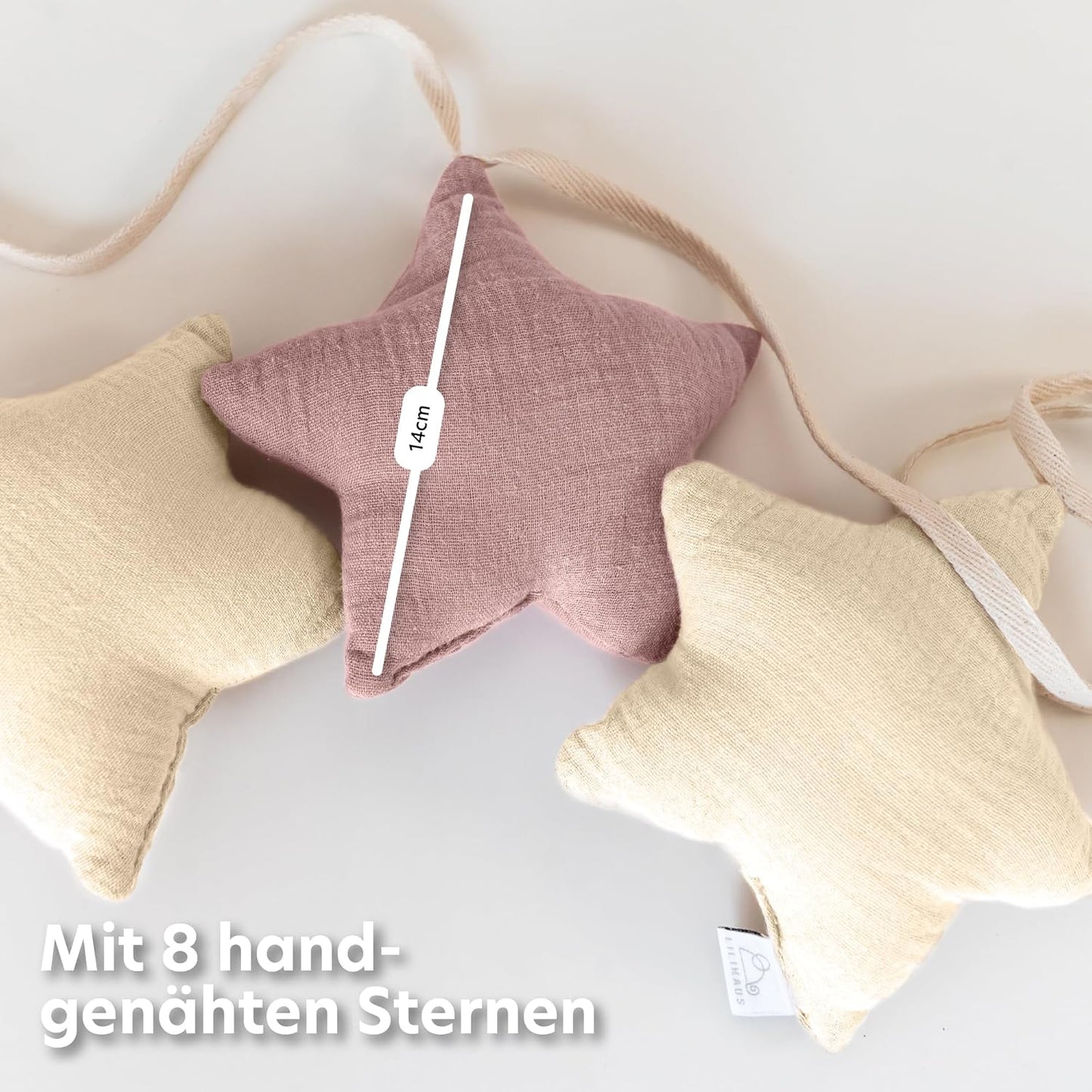 Sternenkette, Puderrosa & Creme Sterne ohne Goldapplikation
