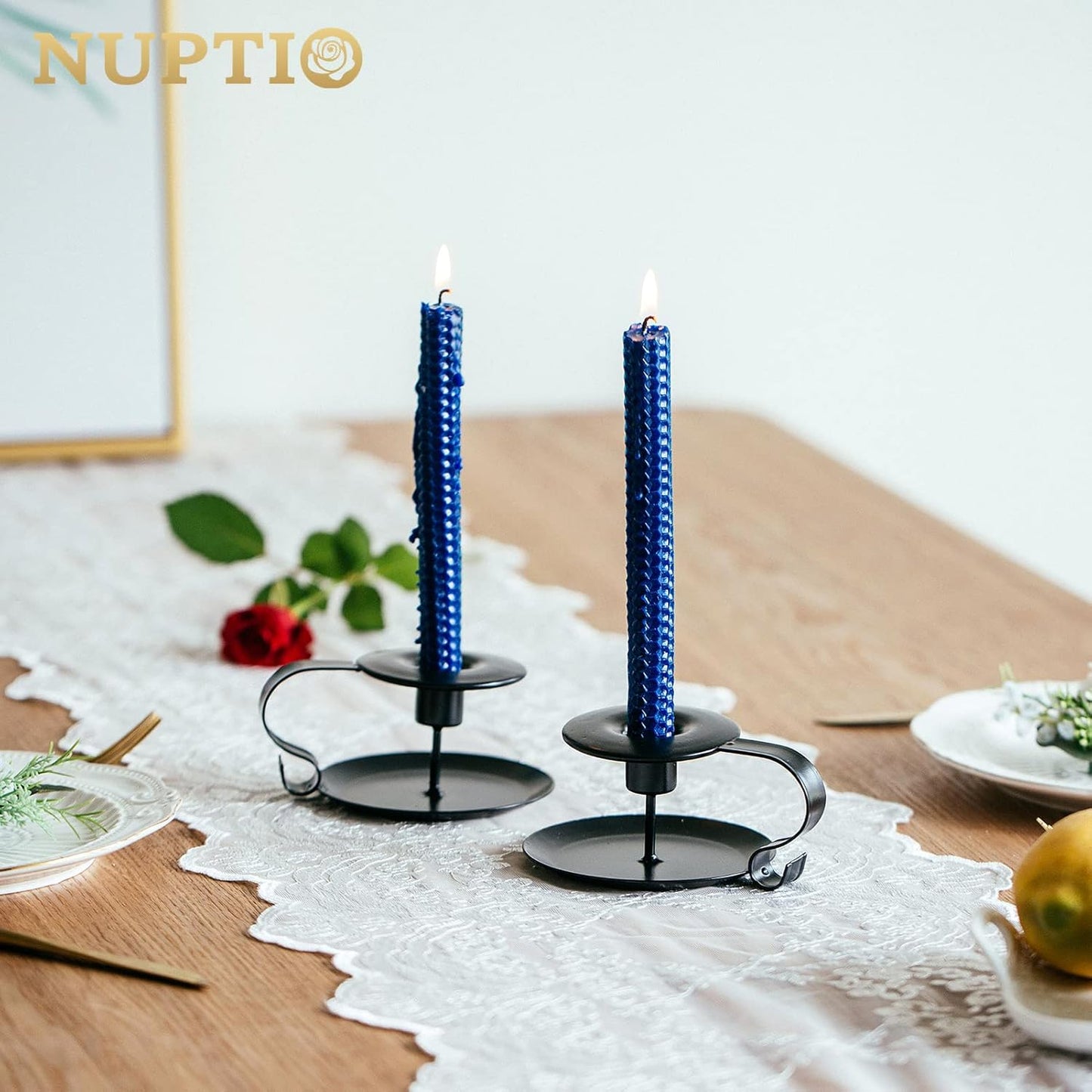 Schmiedeeiserne Kerzenständer, 4 Pièces Schwarz