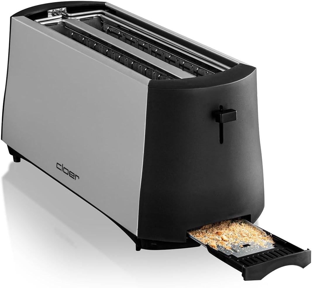 Langschlitztoaster, Mattiertes Metallgehäuse 4 Scheiben Langschlitz Single