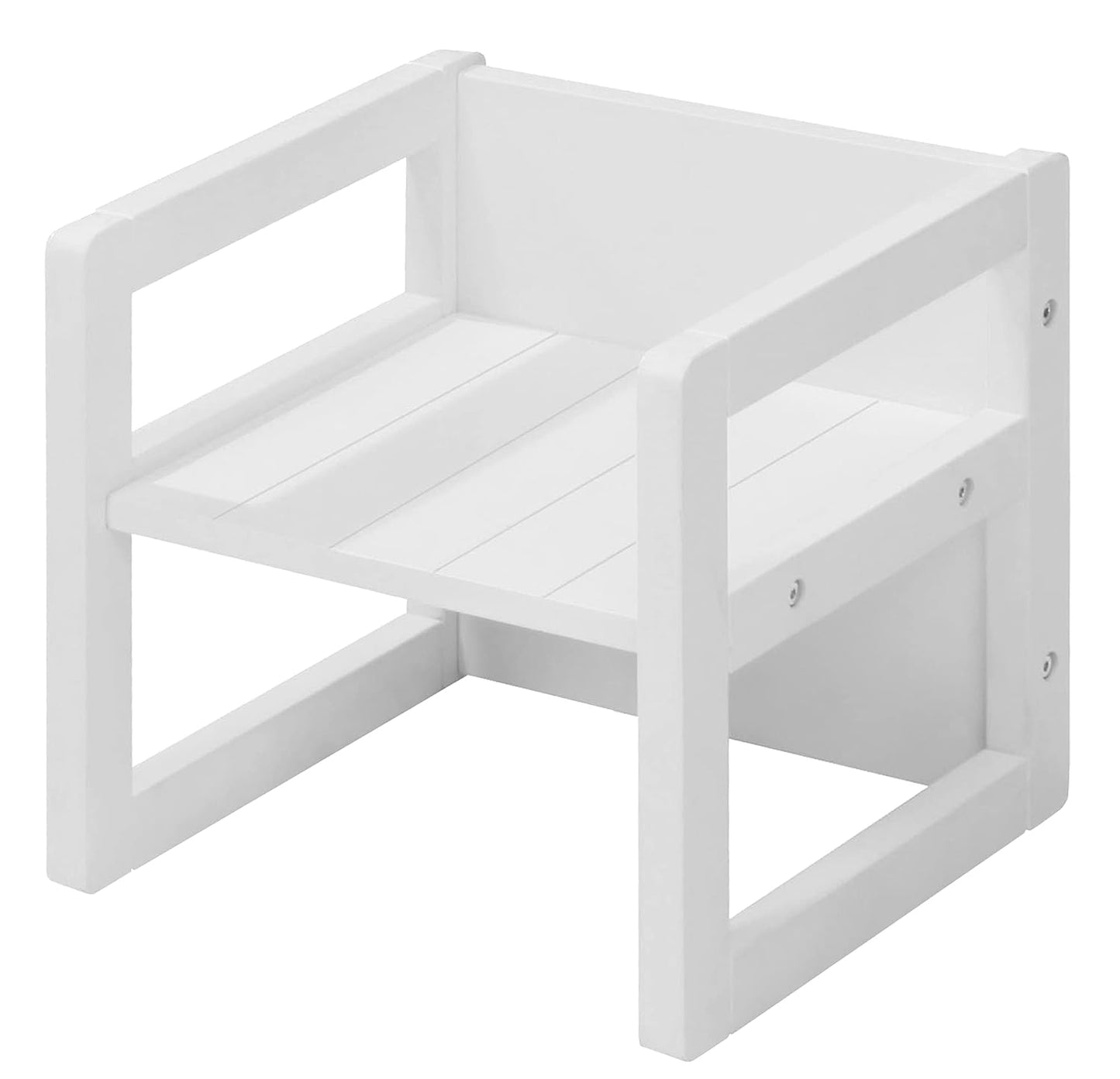Multifunktionaler Kinder-Wendehocker mit 3 Sitzhöhen, Weiss/Opulenter Garten Sitzhocker
