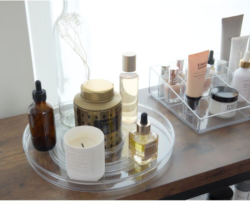 Drehbarer Kosmetik-Organizer mit abnehmbarem Becher, Collection Lazy Susan, 11" Transparent
