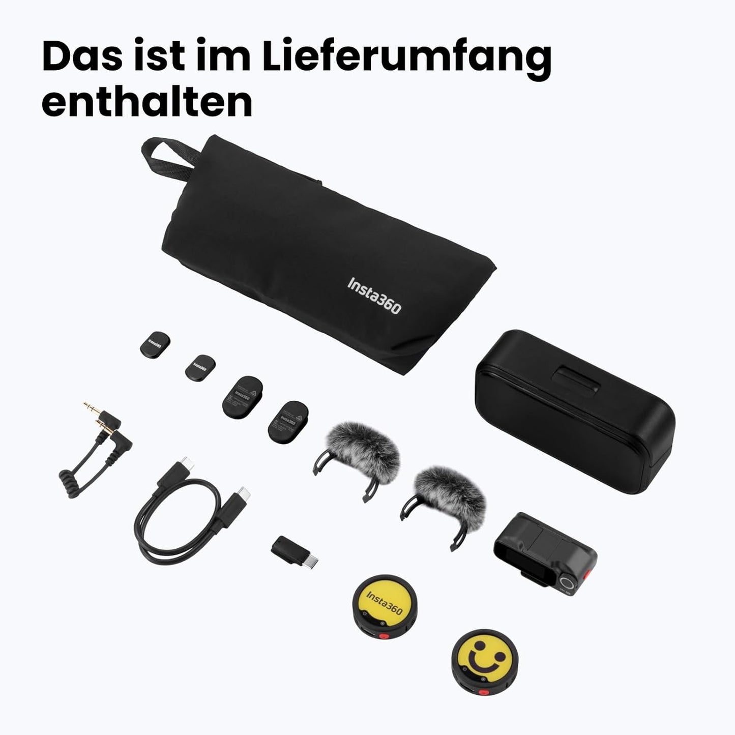 Kabelloses Lavalier-Mikrofon-Set mit Ladecase, (2 TX + 1 RX + Ladecase)