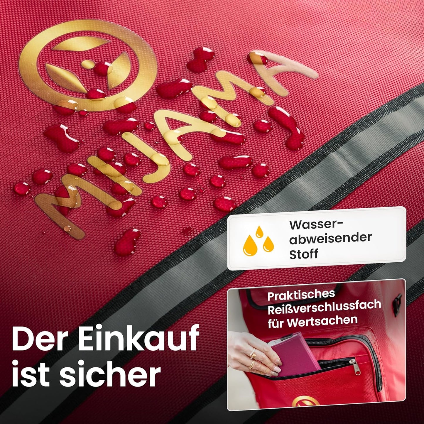 Klappbarer Einkaufstrolley mit Lufträdern & Kühlfach, Bordeauxrot