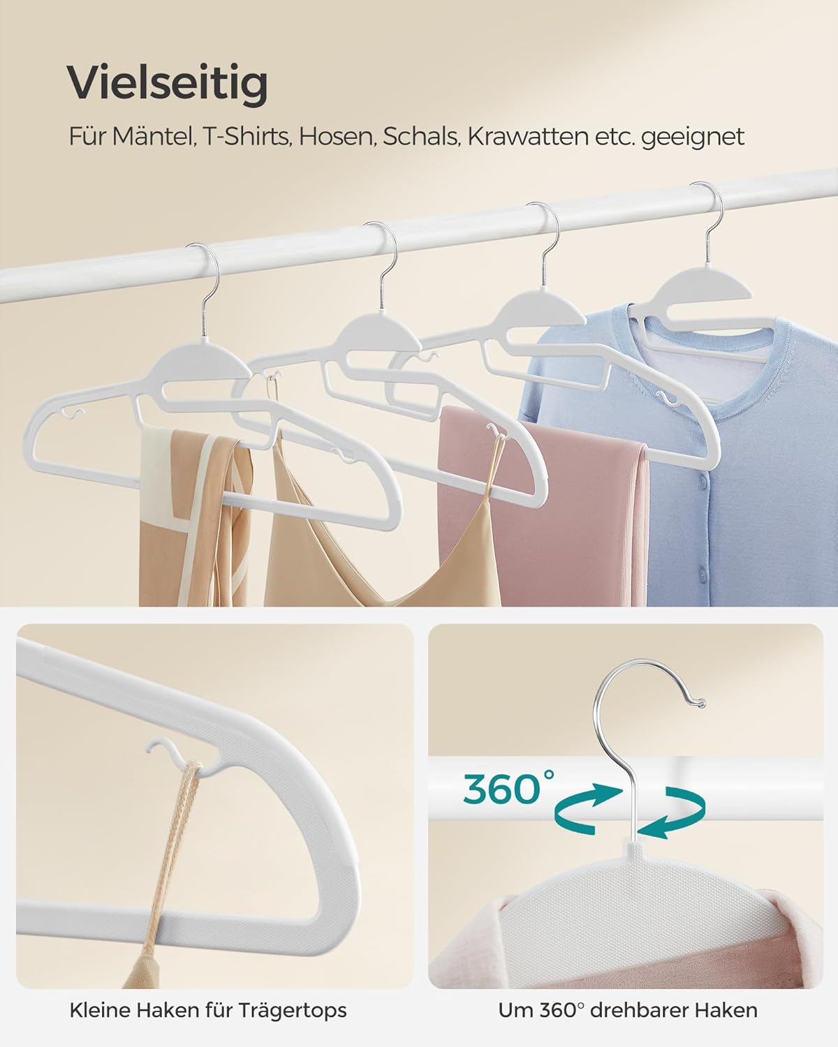 Kleiderbügel-Set mit U-Öffnung (50 Stück), Weiss 50 Stück
