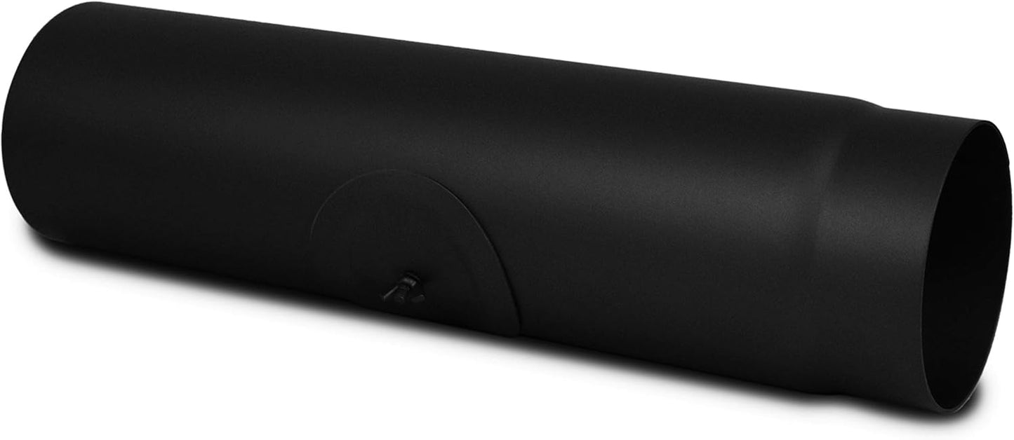 Ofenrohr 500 mm mit Reinigungstür DN 150, Rohr 500 mm mit Tür Schwarz-metallic