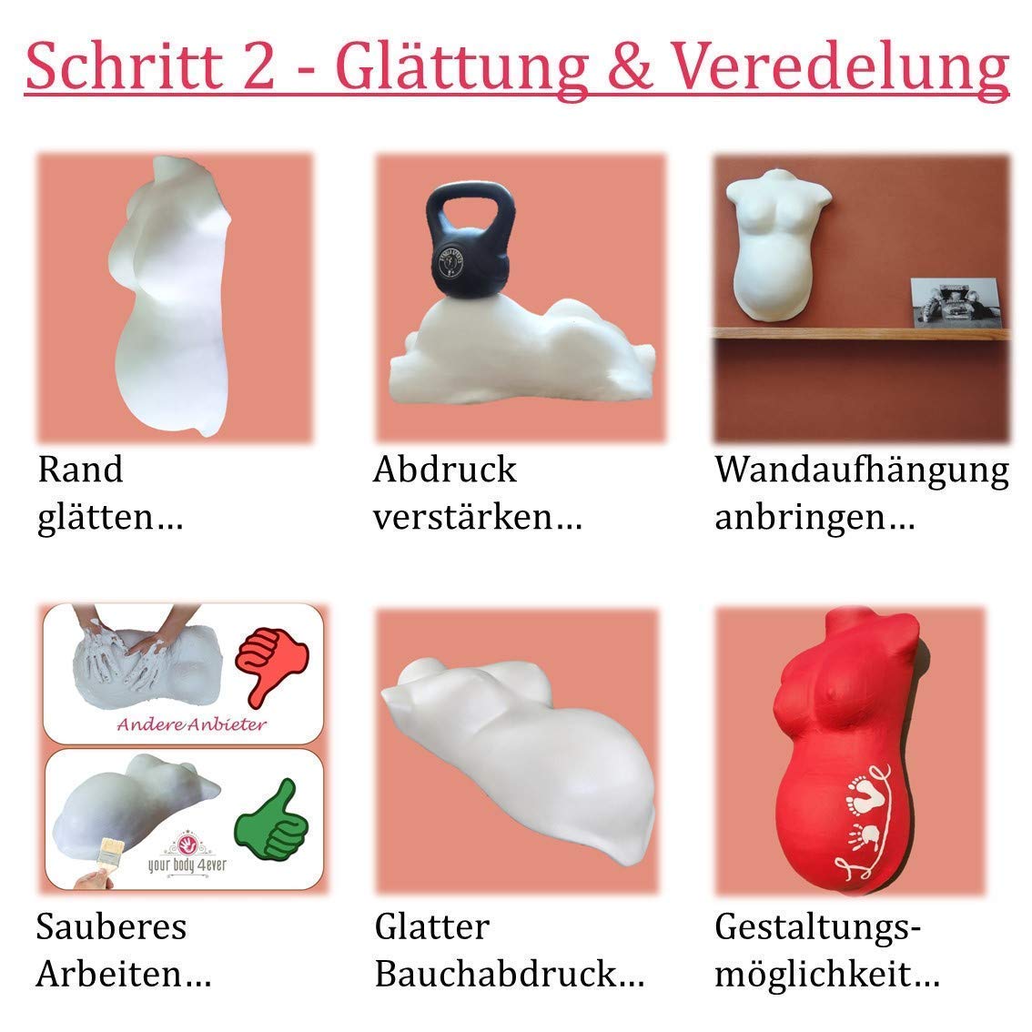 XXL Babybauch Gipsabdruck Set mit Glättungsmaterial