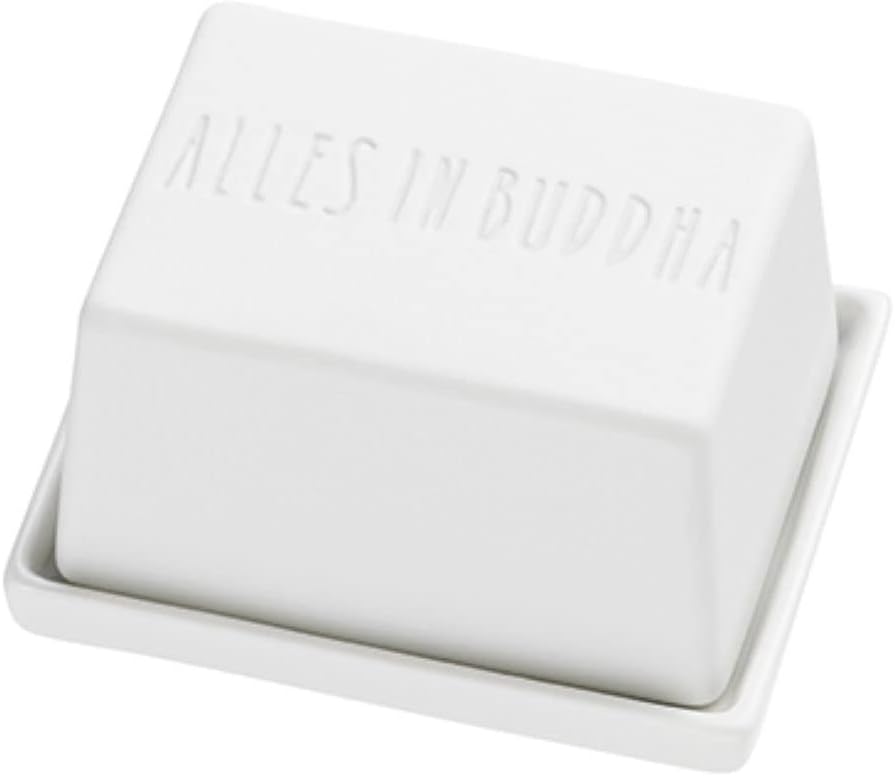 Butterdose: Alles in Buddha, Deckel: 12 x 9 x 5 cm Platte: 13,5 x 10,5 x 1 cm Weiß (Weiß).