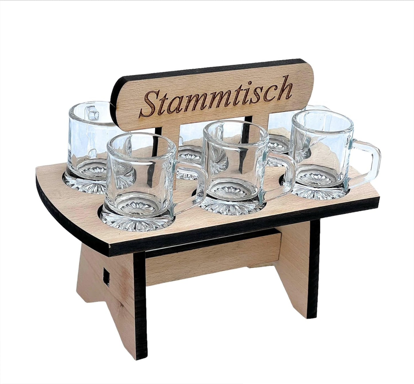 Schnapsbrett mit 6 Gläsern