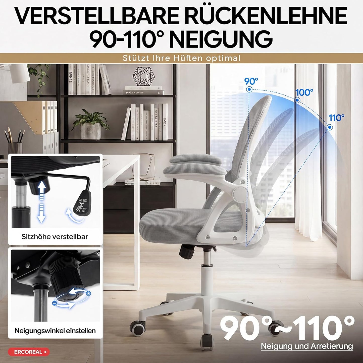 Ergonomischer Bürostuhl, Grauweiss