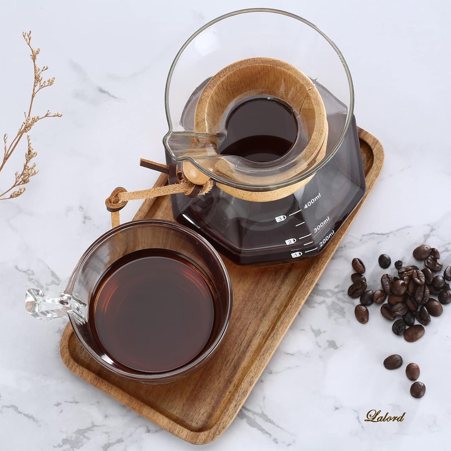 Pour Over Kaffeebereiter mit Edelstahlfilter, 400 ml, 400 ml