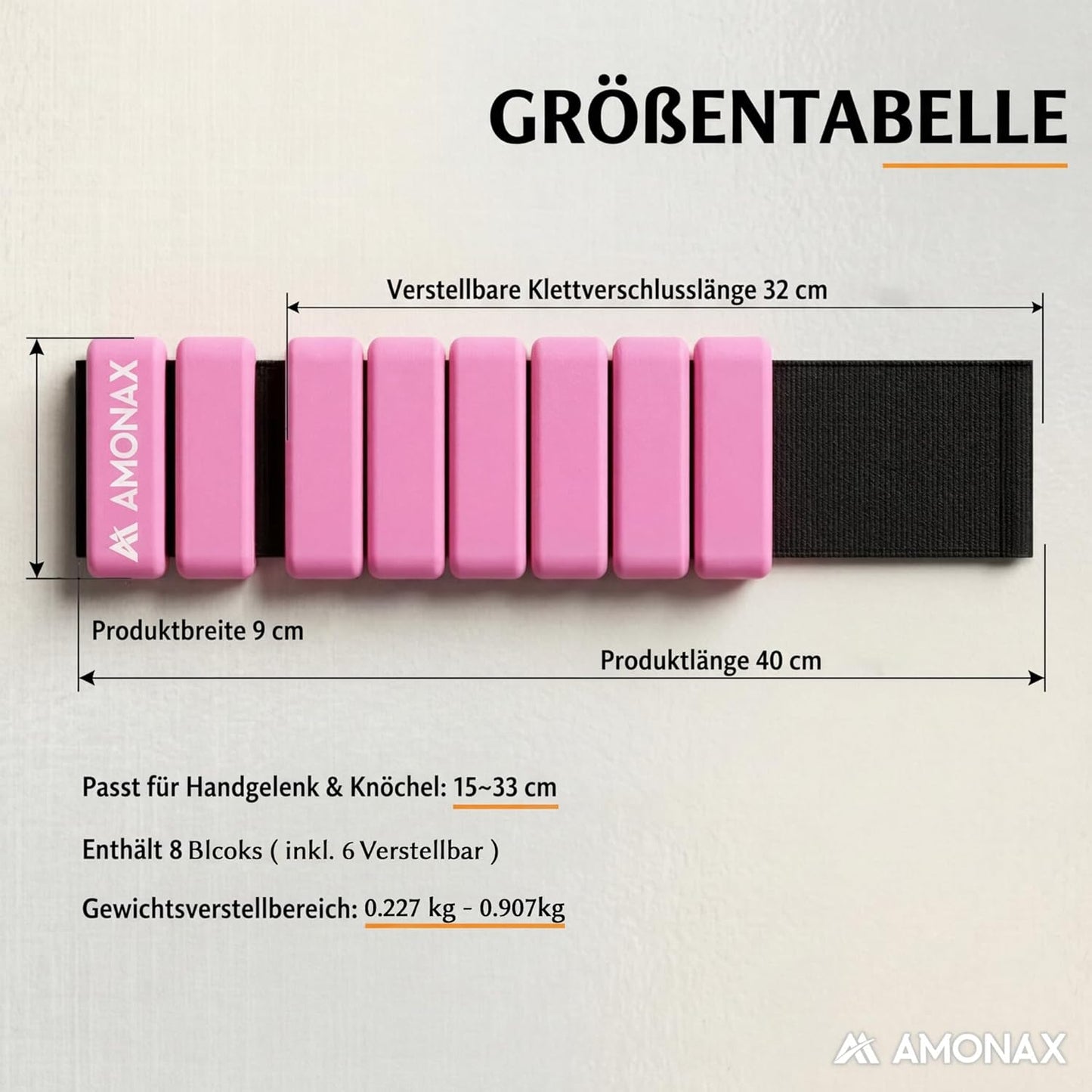 Gewichtsmanschetten-Set, 2x0,5kg, Rosa - 1kg x 2
