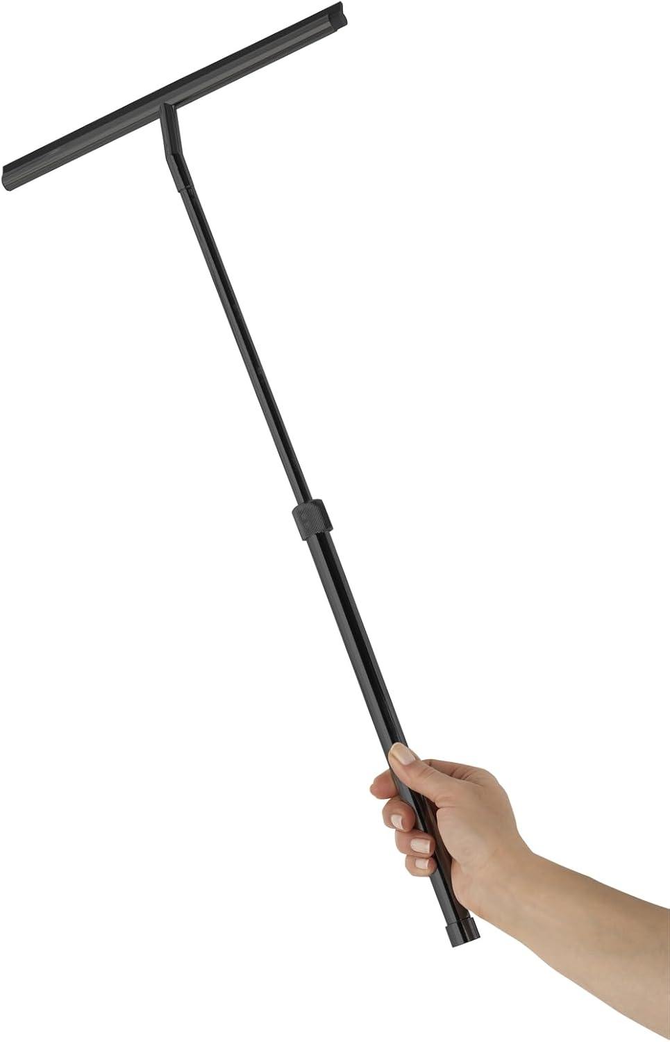 Teleskop Badezimmerwischer mit Doppel-Gummilippe, Schwarz