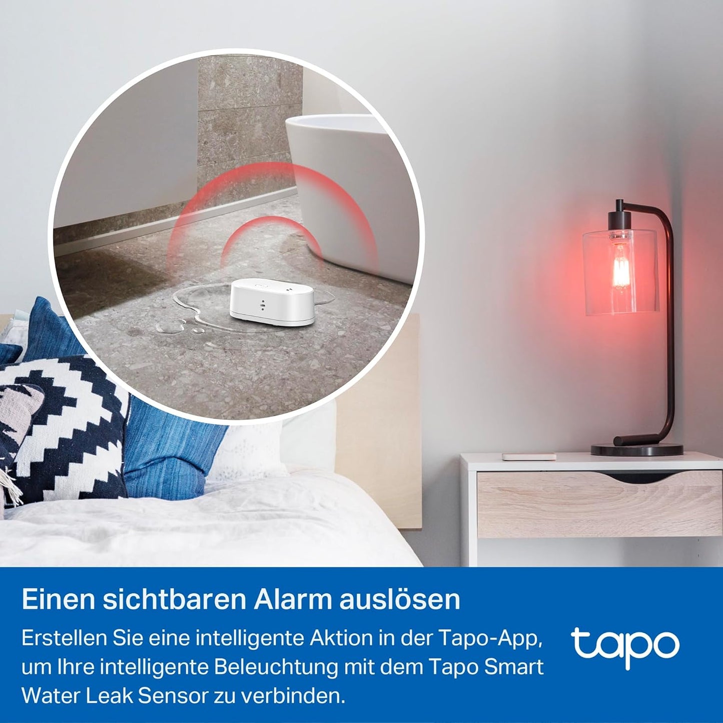 Smarter Wasserleck-Sensor mit Sirene & App-Alarm, Sensor Smart Wasserlecksensor