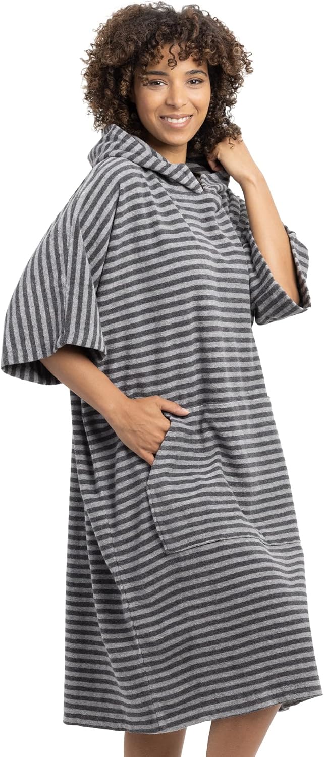 Badeponcho aus Baumwolle, L-XL Hellgrau/Dunkelgrau