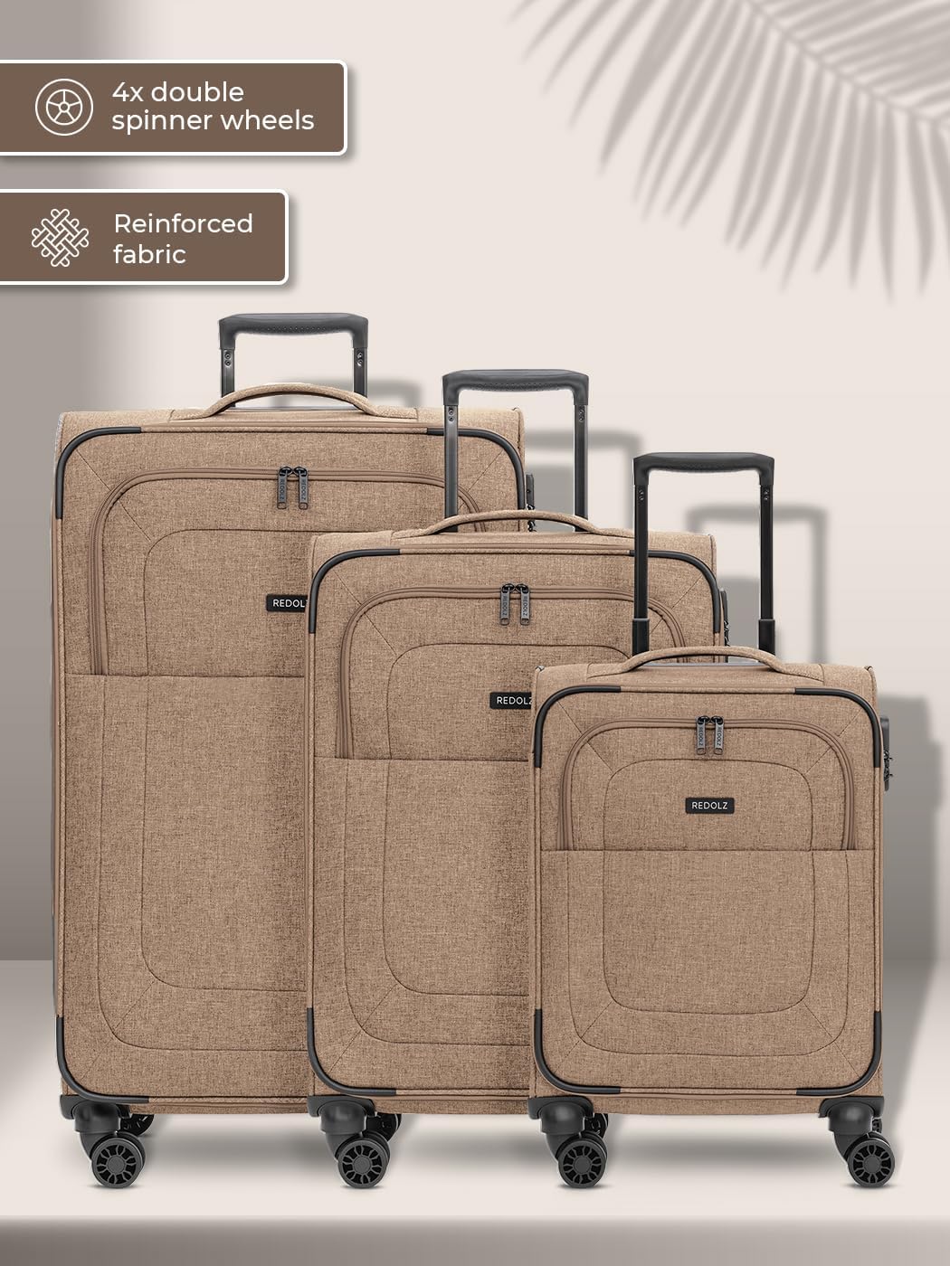 Essentials 12 THREE SET 4-Rollen Kofferset 3-tlg. mit Dehnfalte, Kofferset (3-teilig) erweiterbar Coffee