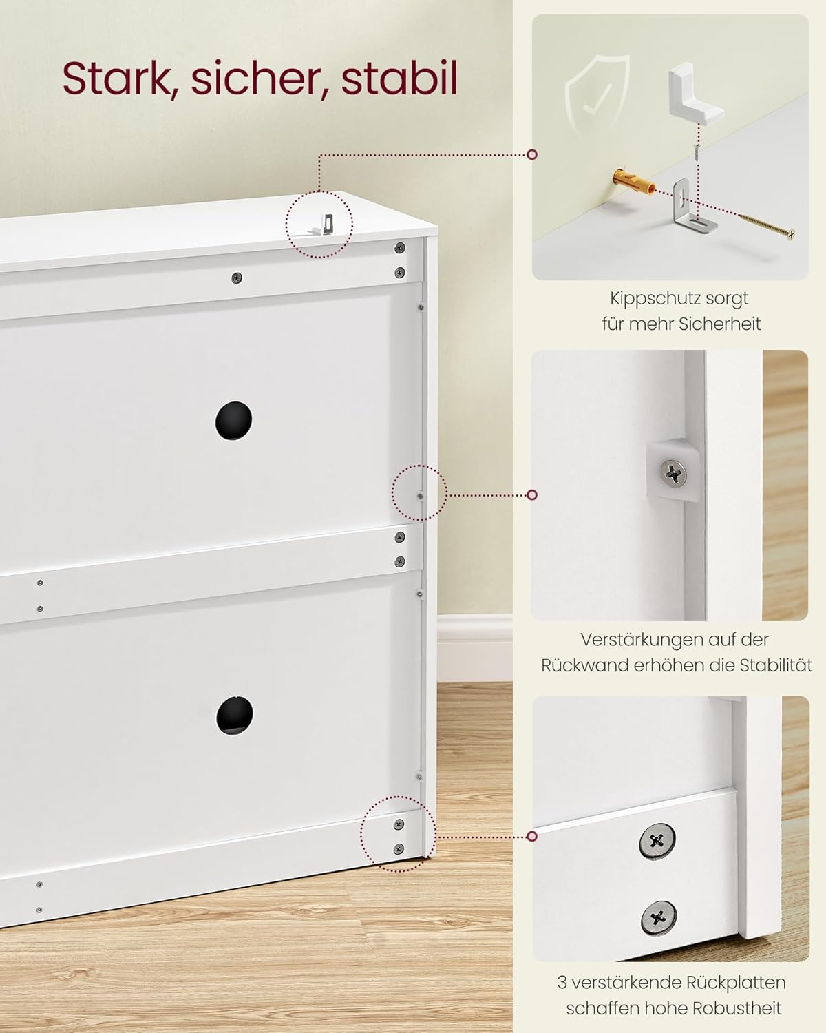 Schuhschrank Klappen Verstellbar Schuhregal Schneeweiss, Schneeweiss