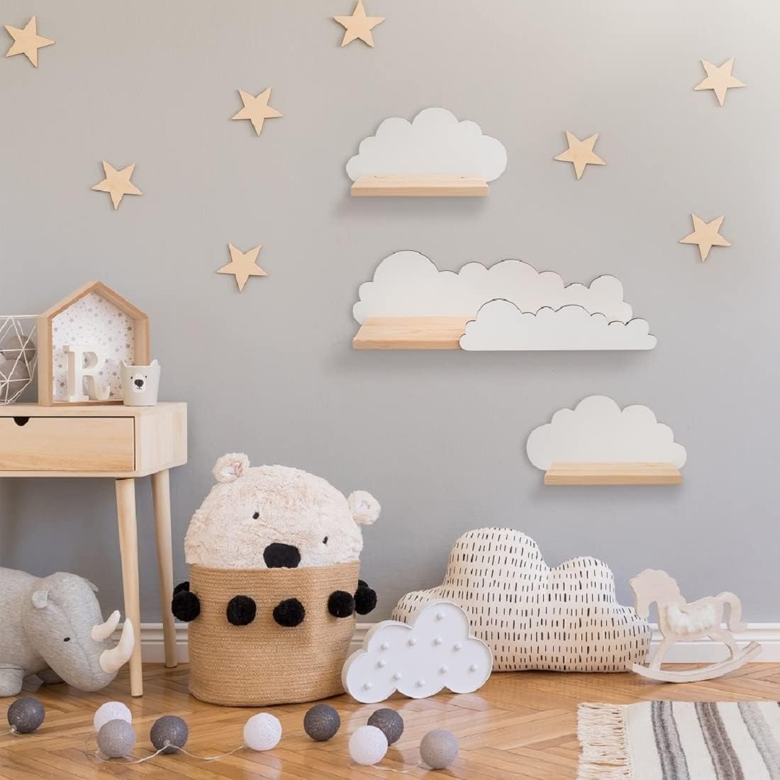 Wolkenförmige Wandregale für Kinderzimmer (3er Set)