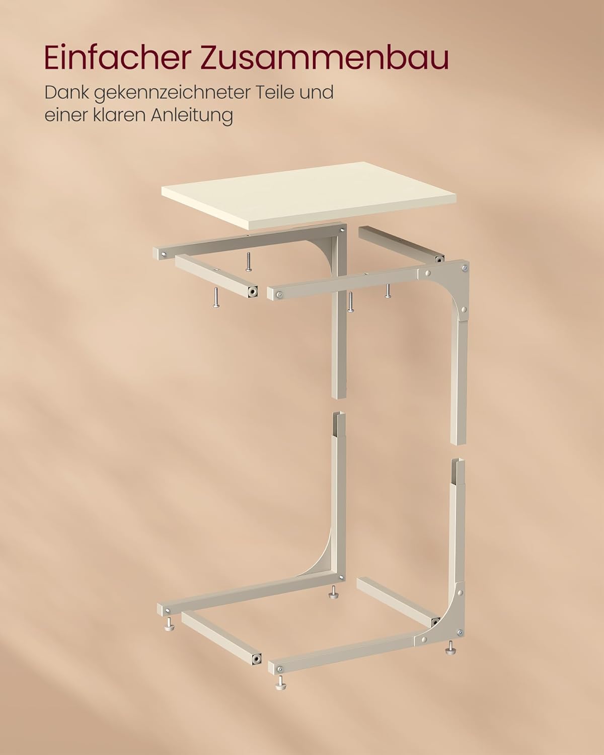 C-förmiger Beistelltisch, Cremeweiss
