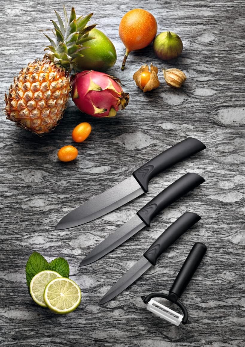 Keramik Küchenmesser-Set, Vierteilig, schwarz