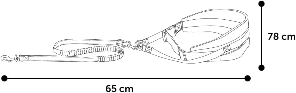 CaniCross Joggingleine mit Hüftgurt, 125 cm, verstellbar, Schwarz