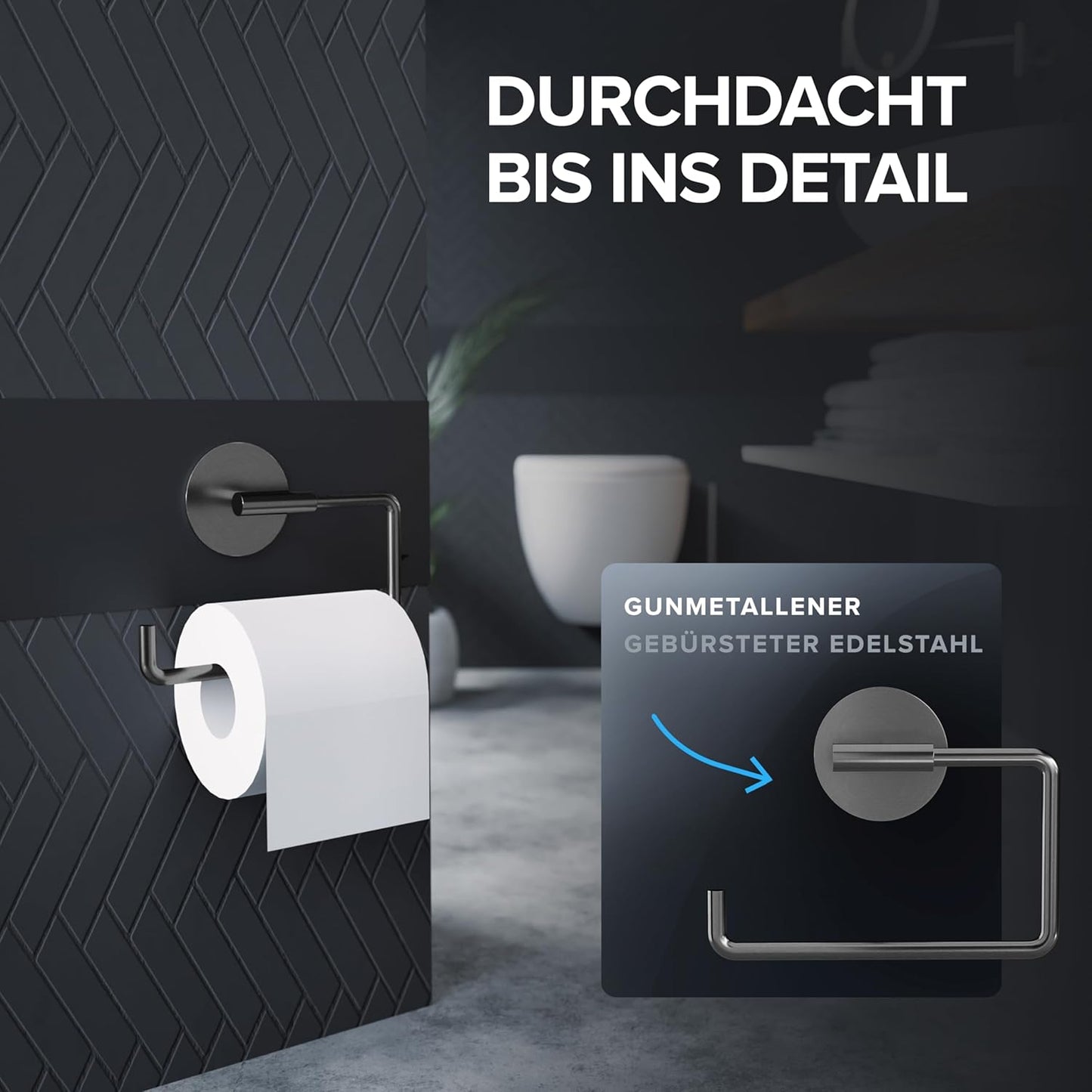 Selbstklebender Toilettenpapierhalter Skardstind, Gunmetal Zum Kleben