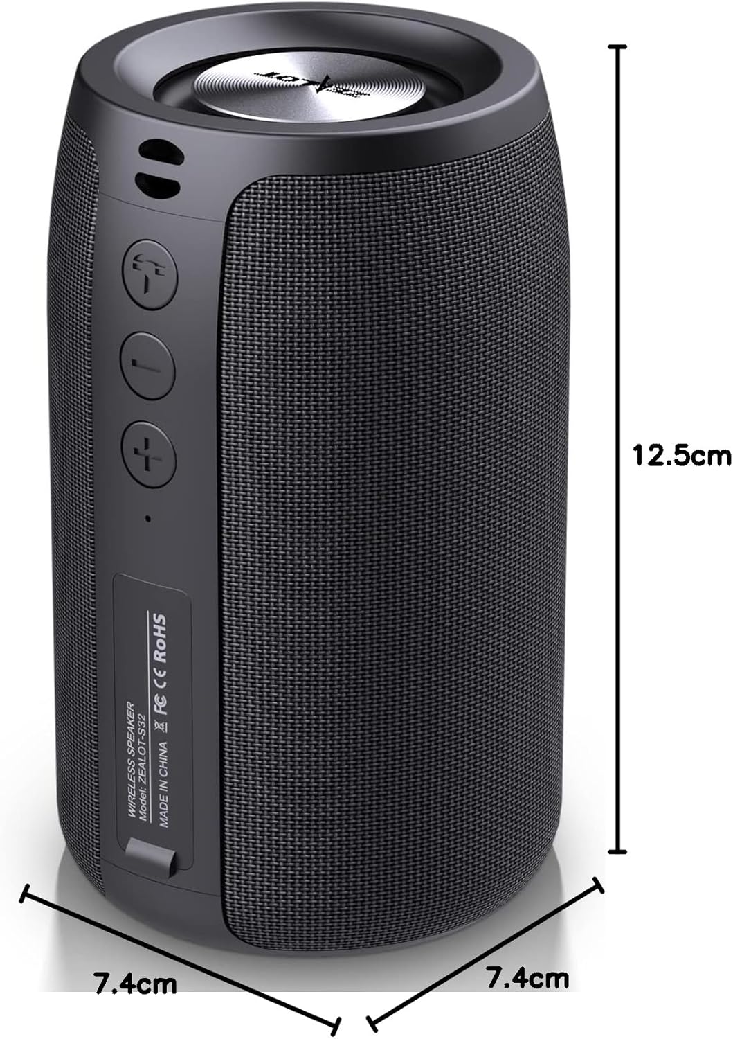 Bluetooth-Lautsprecher S32 mit IPX5 und 12h Spielzeit, Schwarz