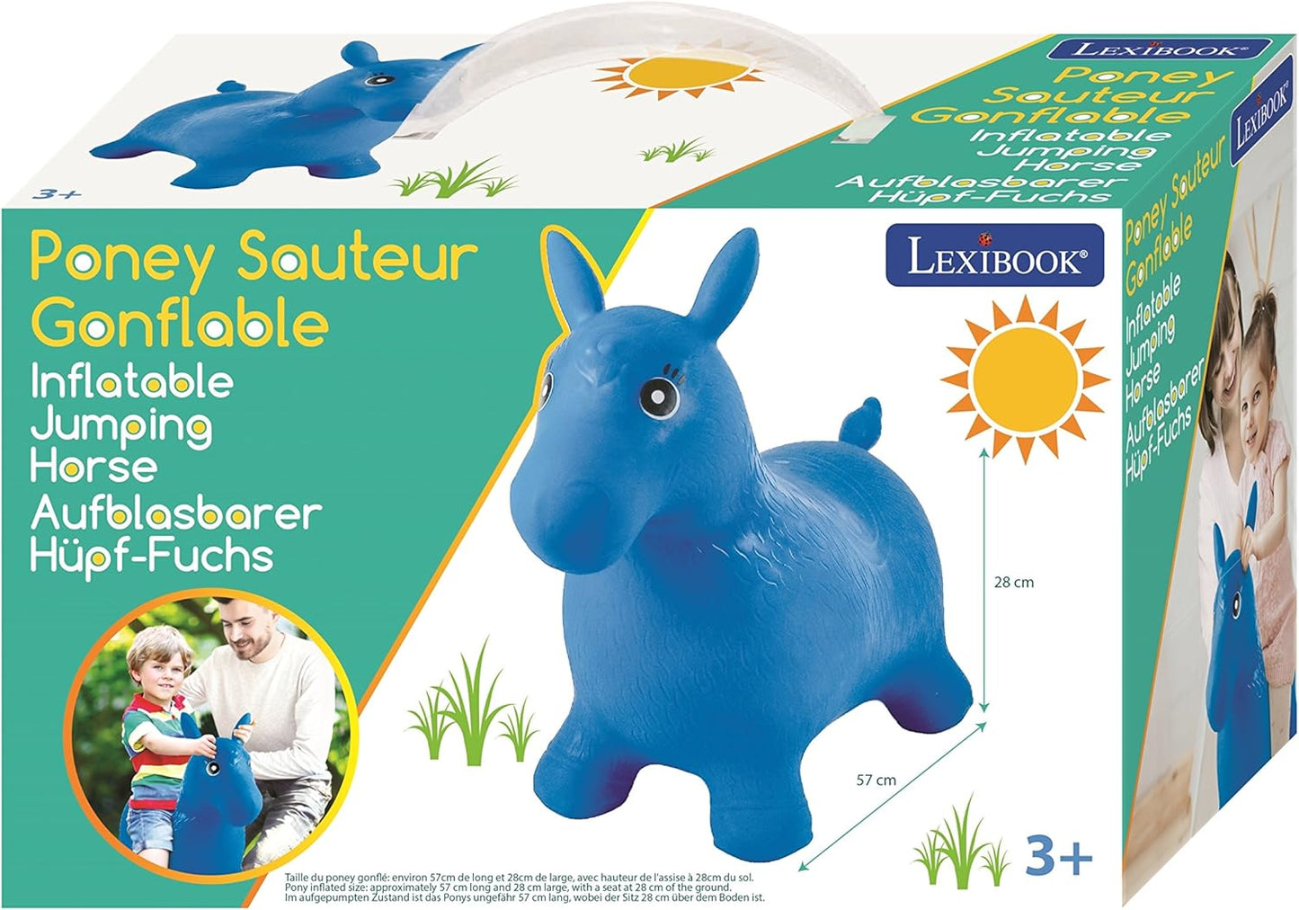 Aufpumpbares Hüpfpferd mit Pumpe, Blaues Pony
