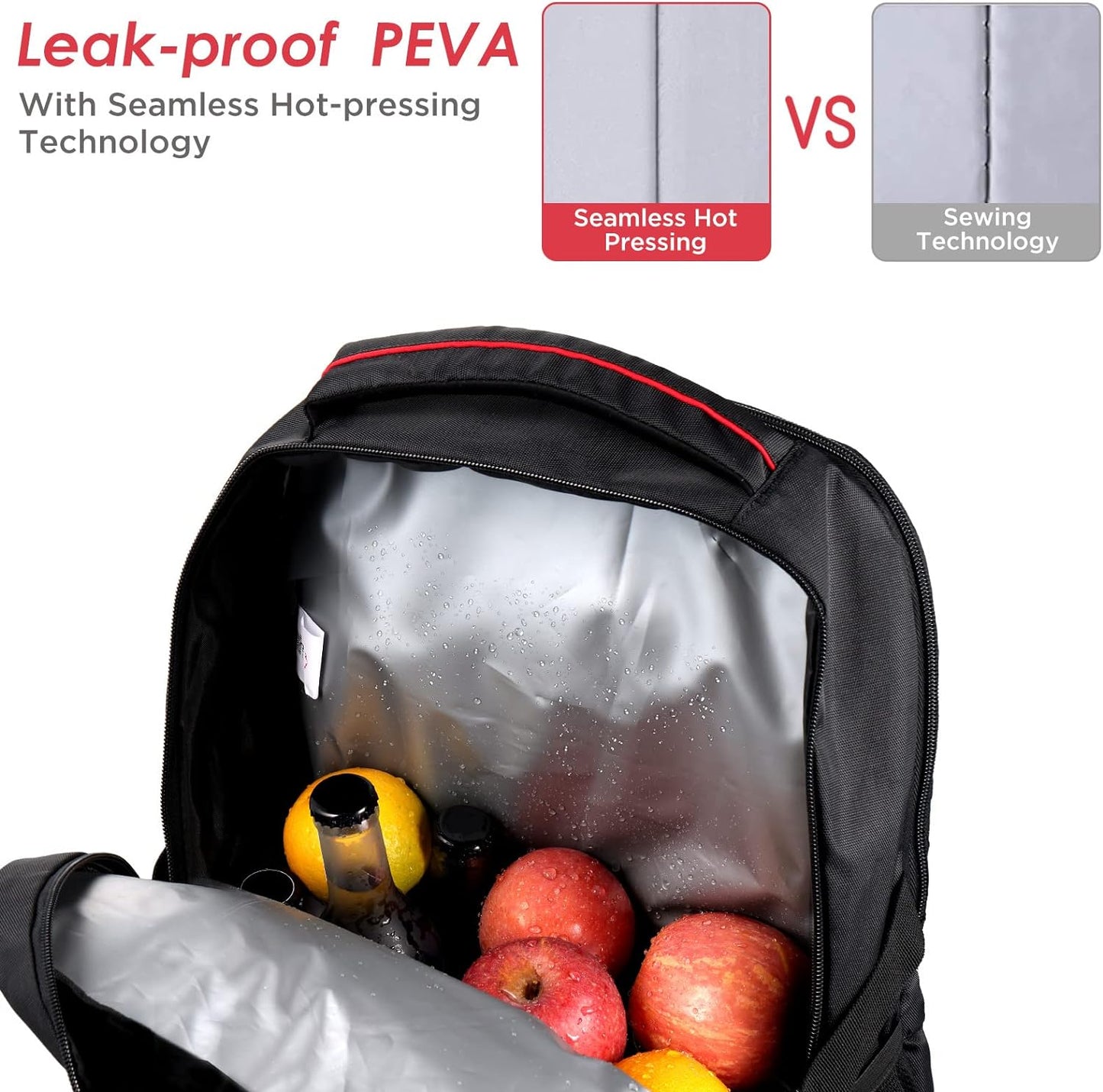 Rucksack mit Kühltasche, Schwarz,22L