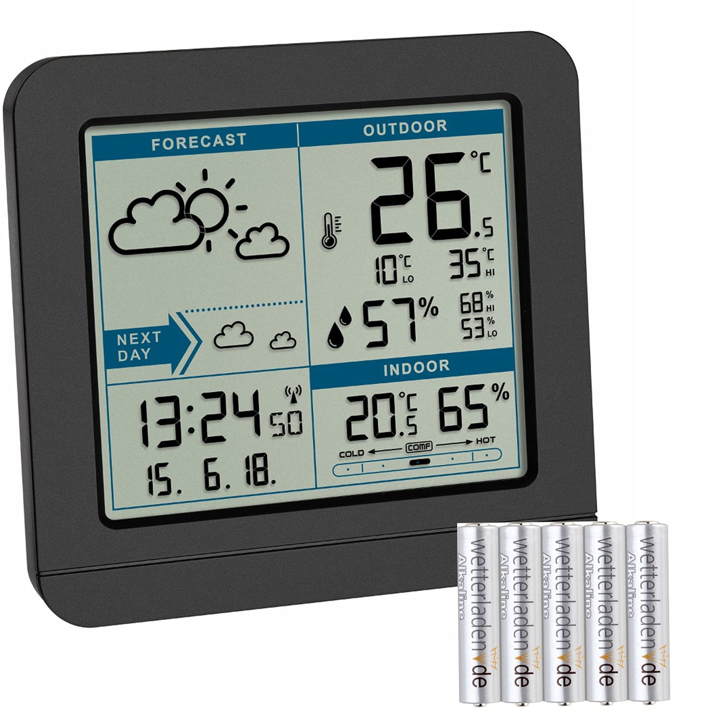 Funk-Wetterstation Sky 35.1152, schwarz mit Batterien