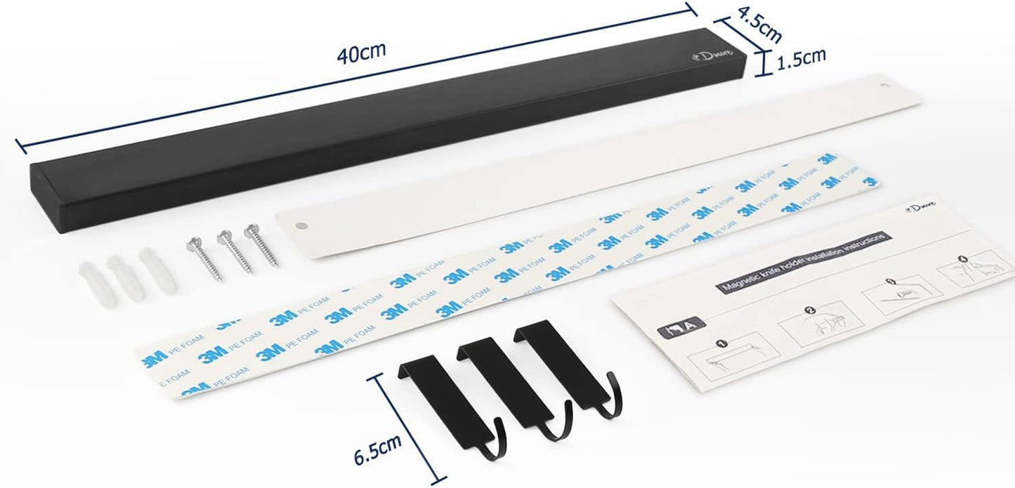 2-teiliges Magnetmesserleisten-Set, Schwarz 40 cm, 2 Stück