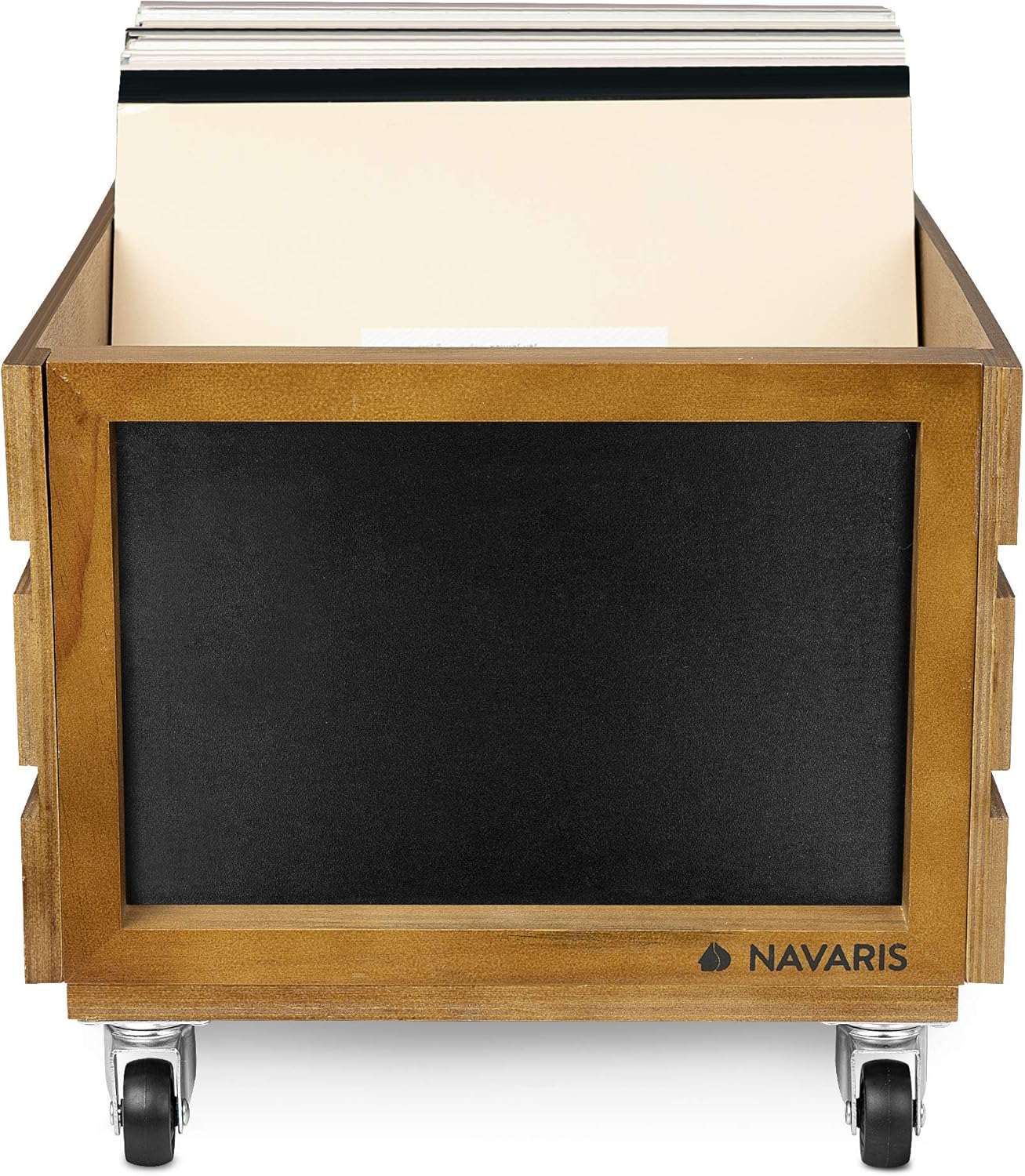 Schallplatten-Kiste mit Kreidetafel, Braun