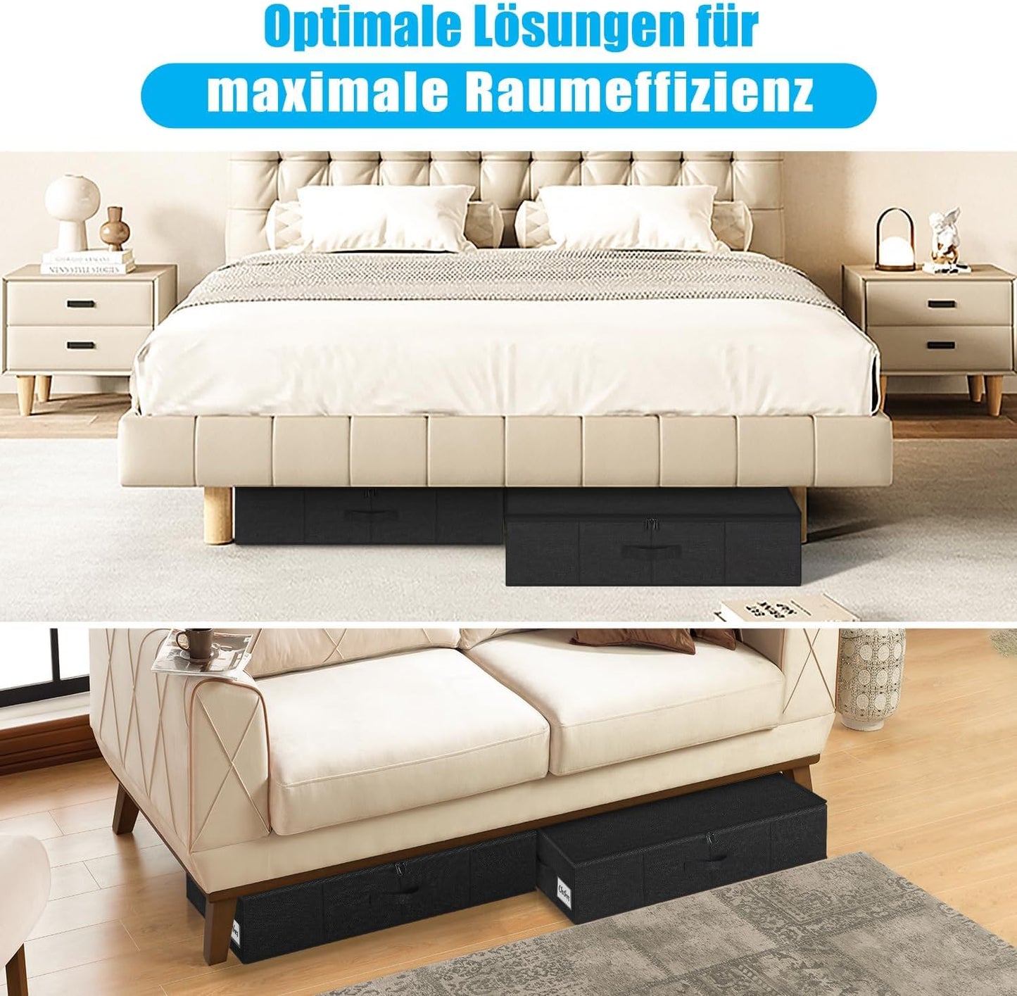 3er-Set Unterbettkommoden, Schwarz-3pcs