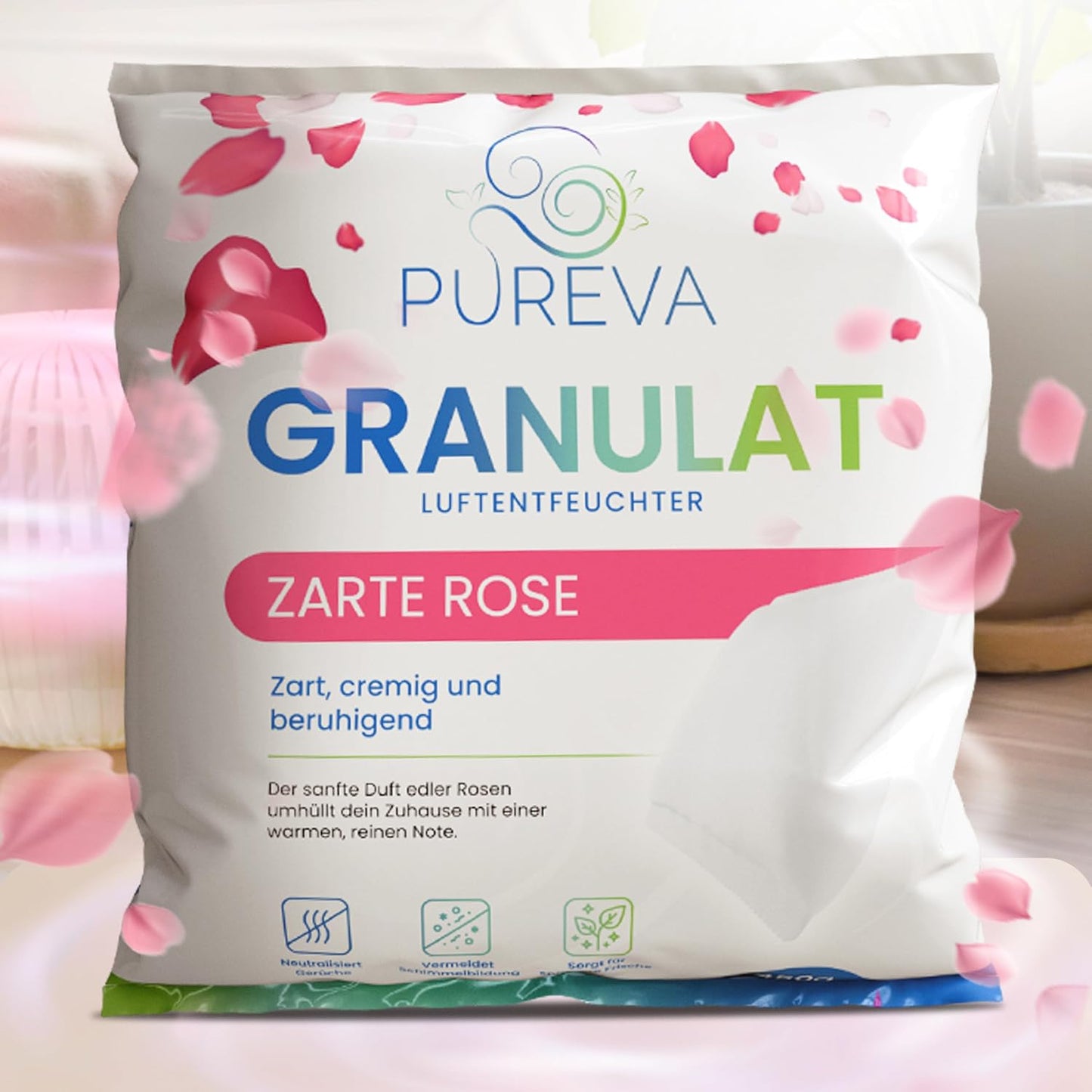 Luftentfeuchter Nachfüllpack mit 4x 450g Granulat, Zarte Rose 450 g (4er Pack)