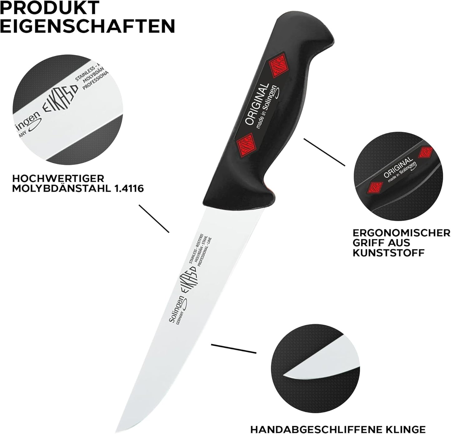 Metzgermesser Set, 2 Teilig Ausbeinmesser/Stechmesser Schwarz