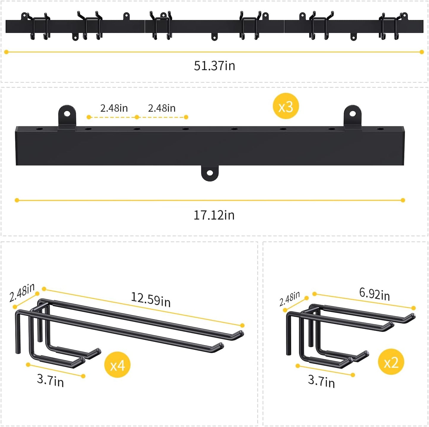 Werkzeughalter für die Wand, Schwarz